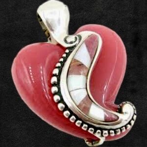Carolyn Pollack Relios Sterling Silver Rhodonite & MOP Enhancer Pendant
